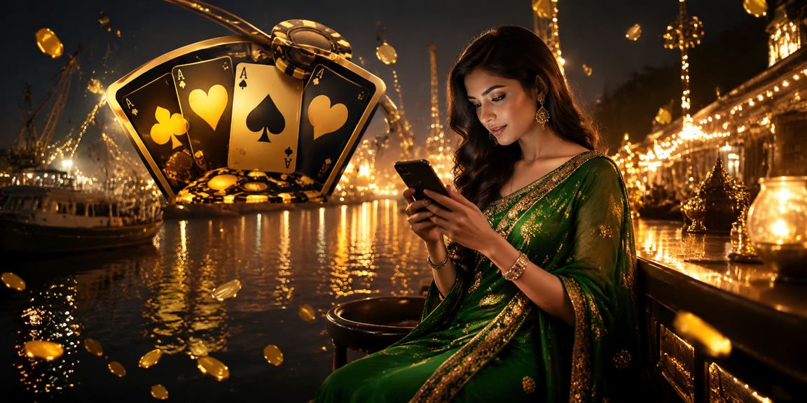 A woman in a saree playing Teen Patti in Khulna